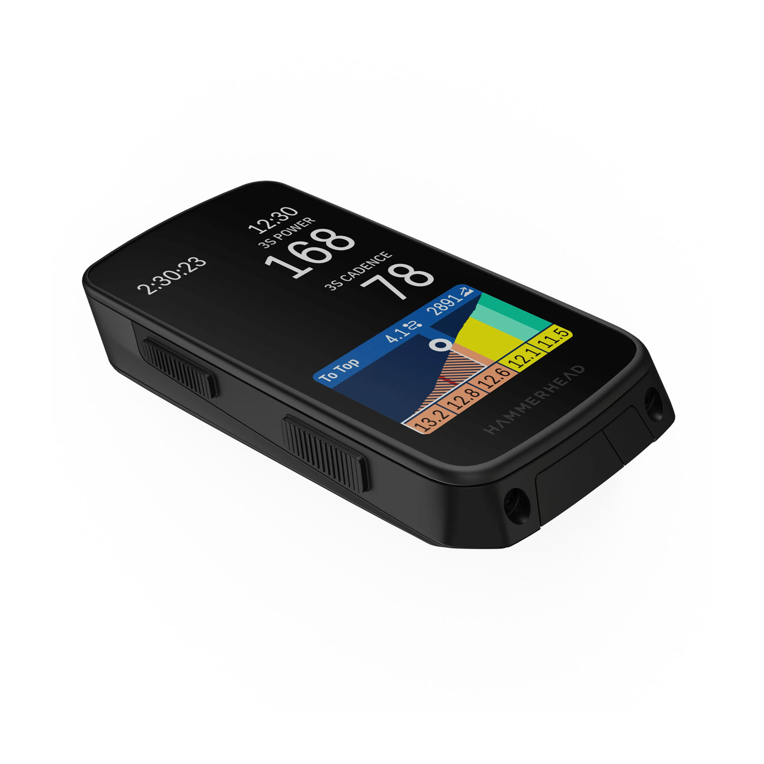 Hammerhead Karoo fietscomputer met complete gegevens.